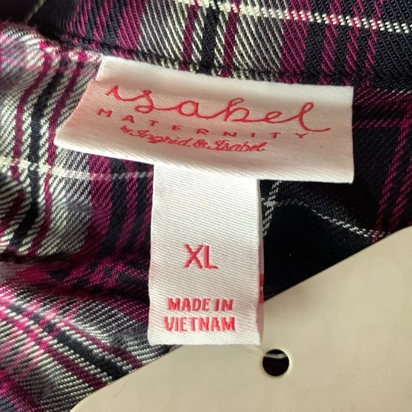 NWT Isabel Maternity Plaid Shirt Dress XL - Picture 2 of 6
